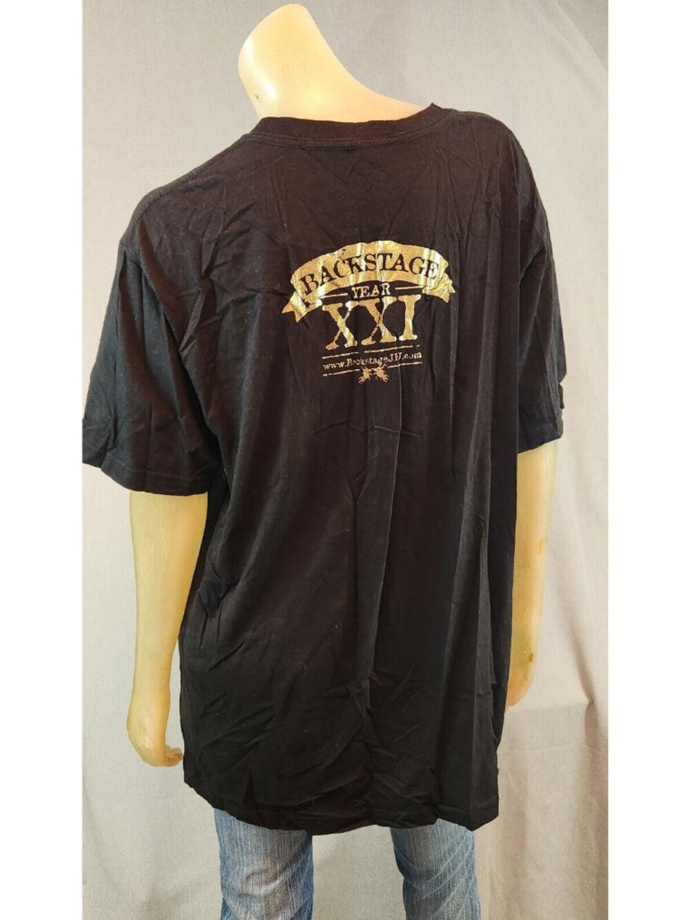 Concert Band Bon Jovi Backstage XXI Black T Shirt Blouse Top Womens USED XLARGE - Picture 4 of 6
